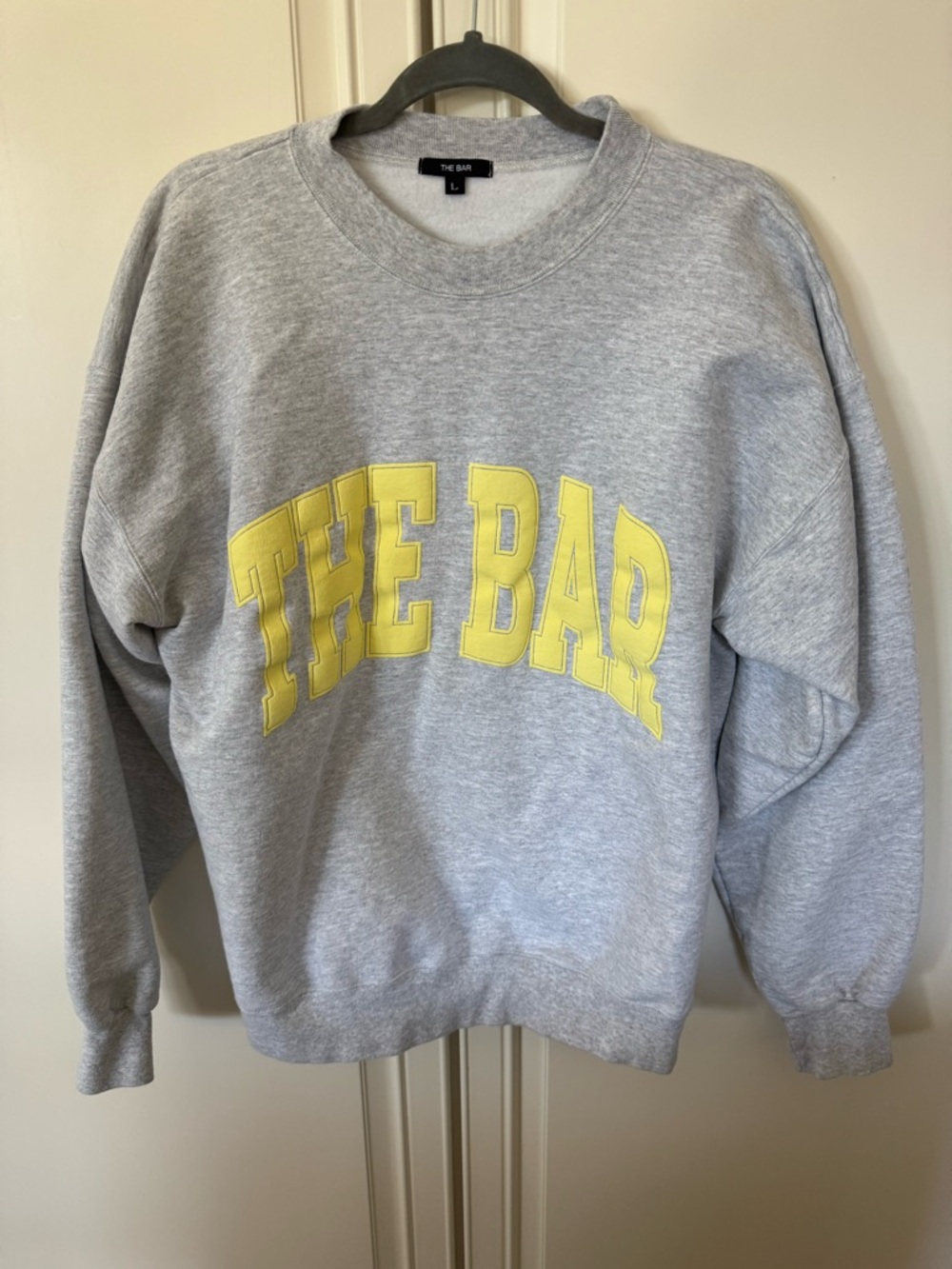 The Bar Crewneck Sweatshirt - Gray with Yellow Lettering